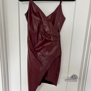 Elegant Burgundy Asymmetrical Dress